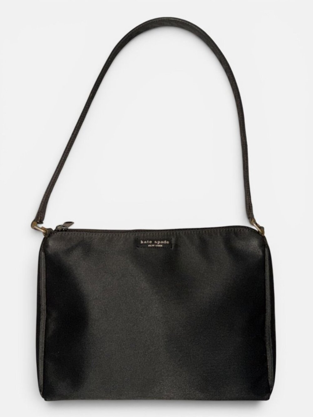 VTG Kate Spade Original Nylon Shoulder Bag Black Handle Satchel 90s Y2K Baguette - Picture 3 of 9